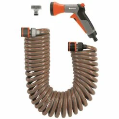GARDENA Set Spiralschlauch-Set Mit Impulsbrause Und Systemteilen, 10 M